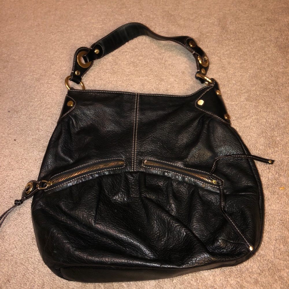 Black leather Makowsky shoulder bag